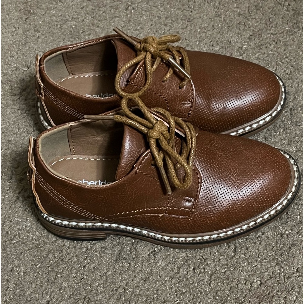 Little Boys Robert David brown leather dress shoes